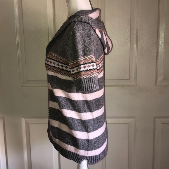American Rag Gray Striped Hooded Cardigan - Picture 4 of 6